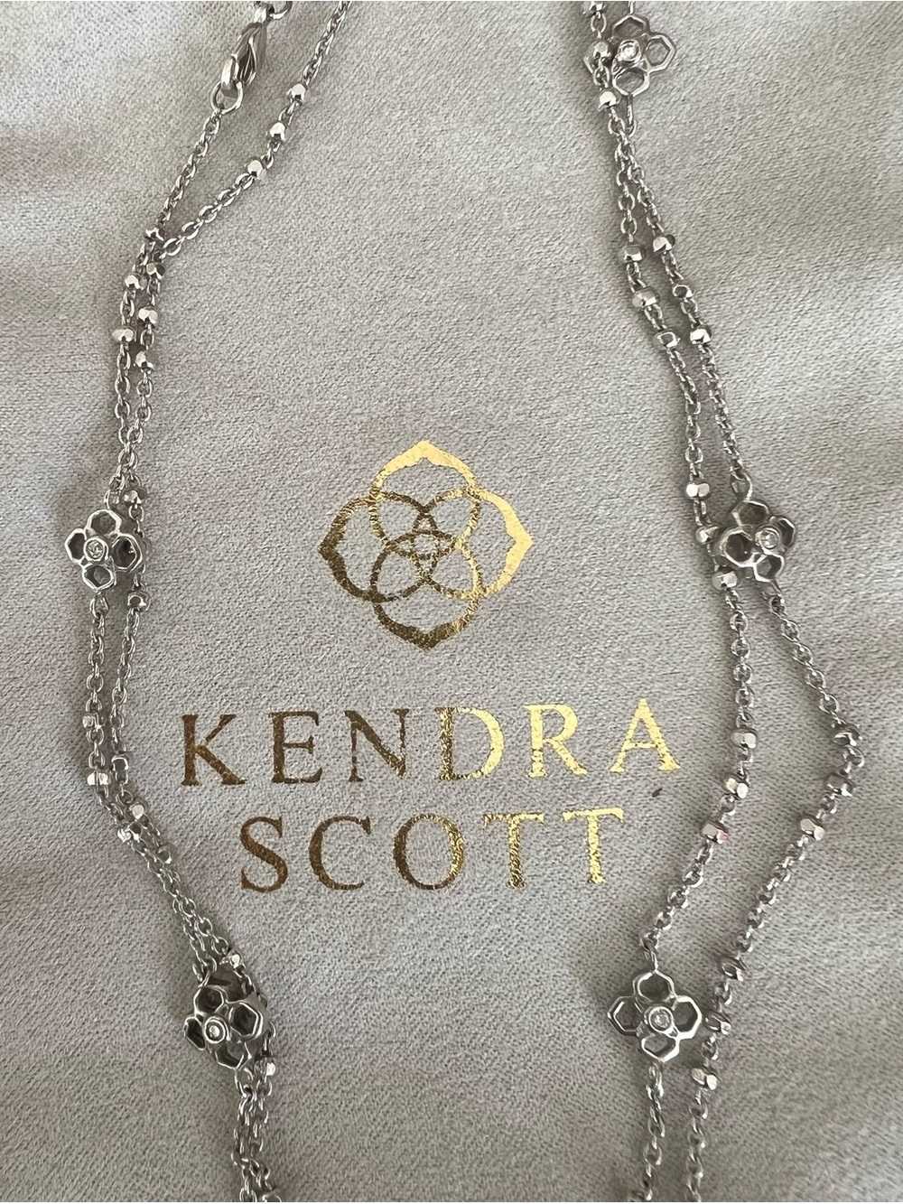 Kendra Scott Silver & CZ Floral Long Necklace
